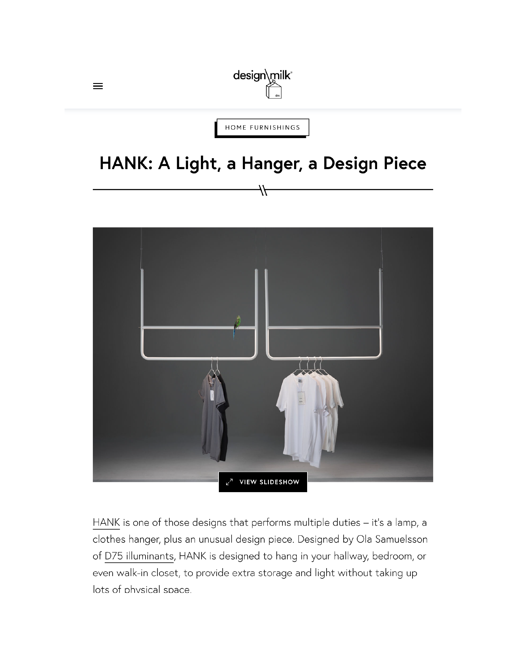 HANK featured in Design Milk